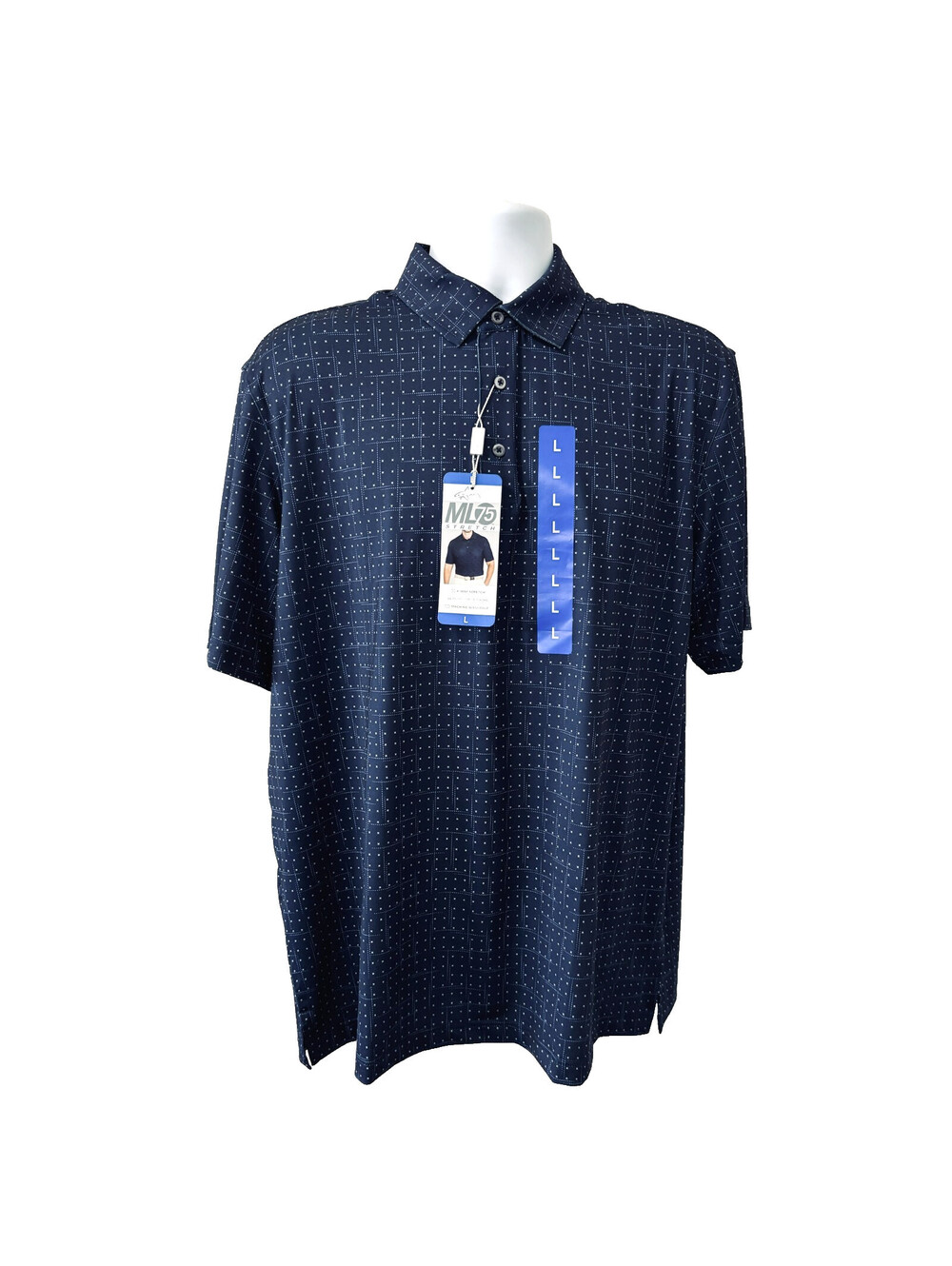 Greg Norman ML75 Golf Polo Shirt Mens Large Blue NWT Play Dry Short Sleeve